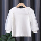 Elegant Women's Blouse with Puff Sleeves and Lace Collar