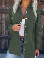 Women's Casual Textured Shirt Jacket with Pockets