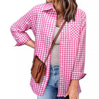 Women's Plaid Shirt with Casual Cut and Chest Pocket