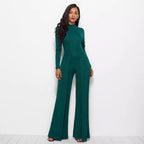 Women's Elegant and Flowing Long-Sleeve Jumpsuit
