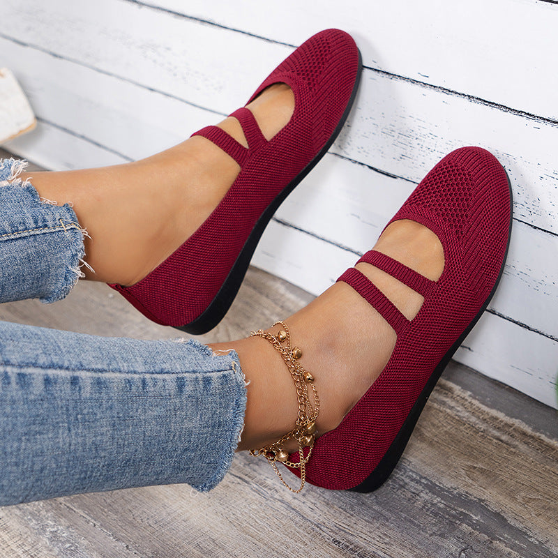 Women's Elastic Cross-Strap Breathable Ballet Flats