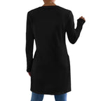 Women's Asymmetrical Long-Sleeve Top with Side Slits and Relaxed Fit