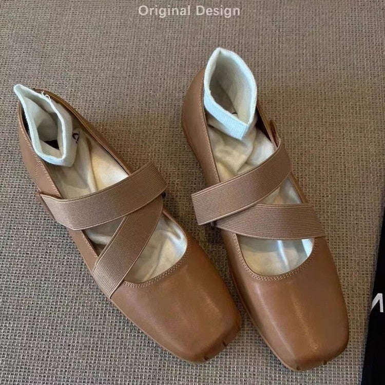 Women's Ballet Flats with Elastic Straps and Soft Lining