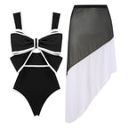 Women's Swimsuit with Fashionable Arch Design and Matching Skirt