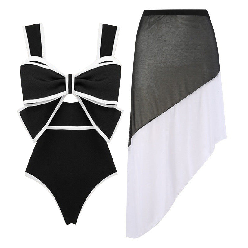 Women's Swimsuit with Fashionable Arch Design and Matching Skirt