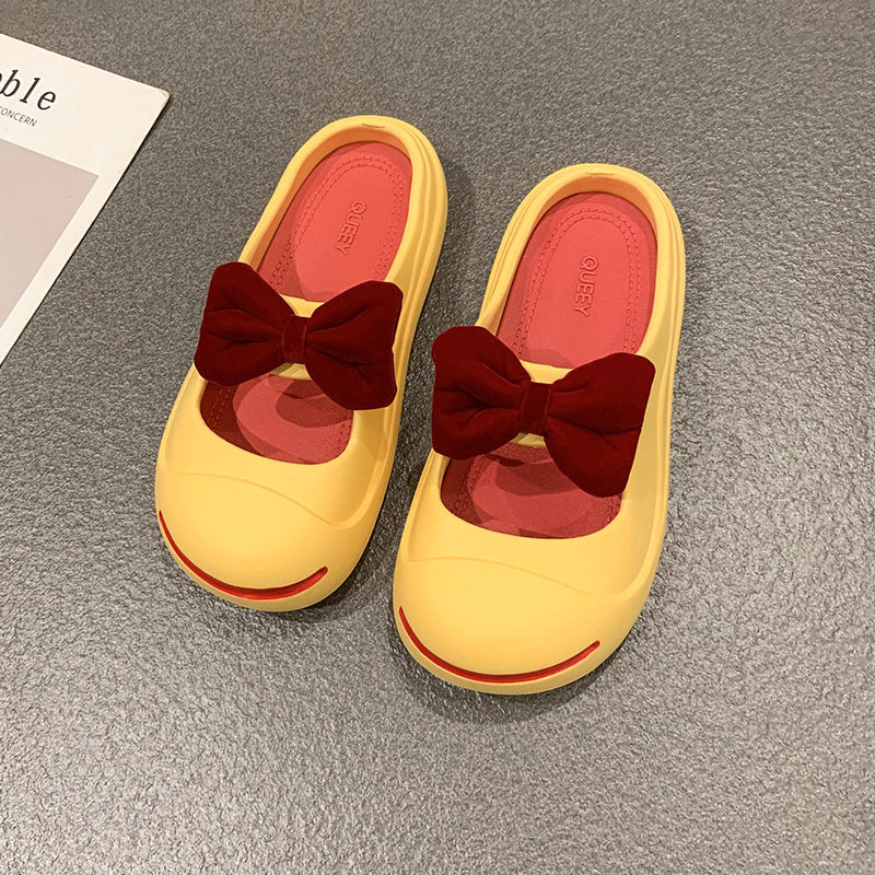 Women's Ballet Flats with Bow Detail and Non-Slip Sole