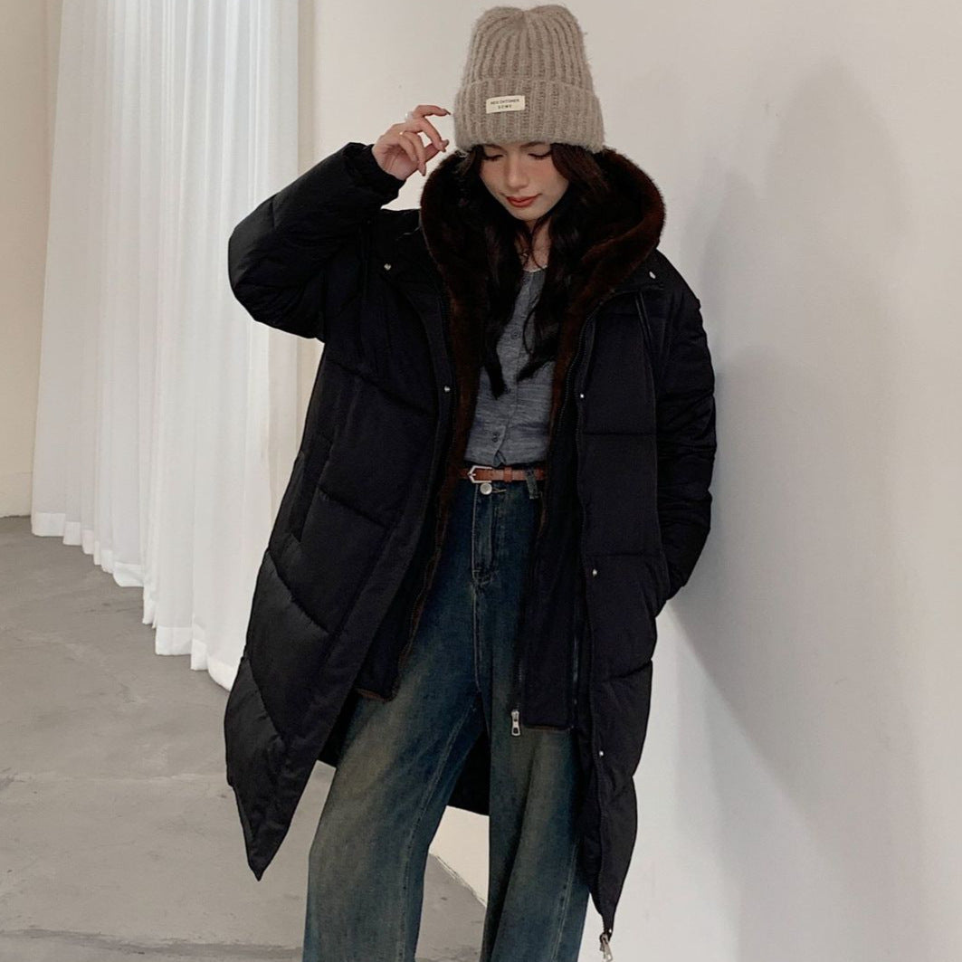 Women's Elegant Lined Winter Parka with Plush Collar