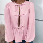 Women's Leopard Print Blouse with Ruffle Details