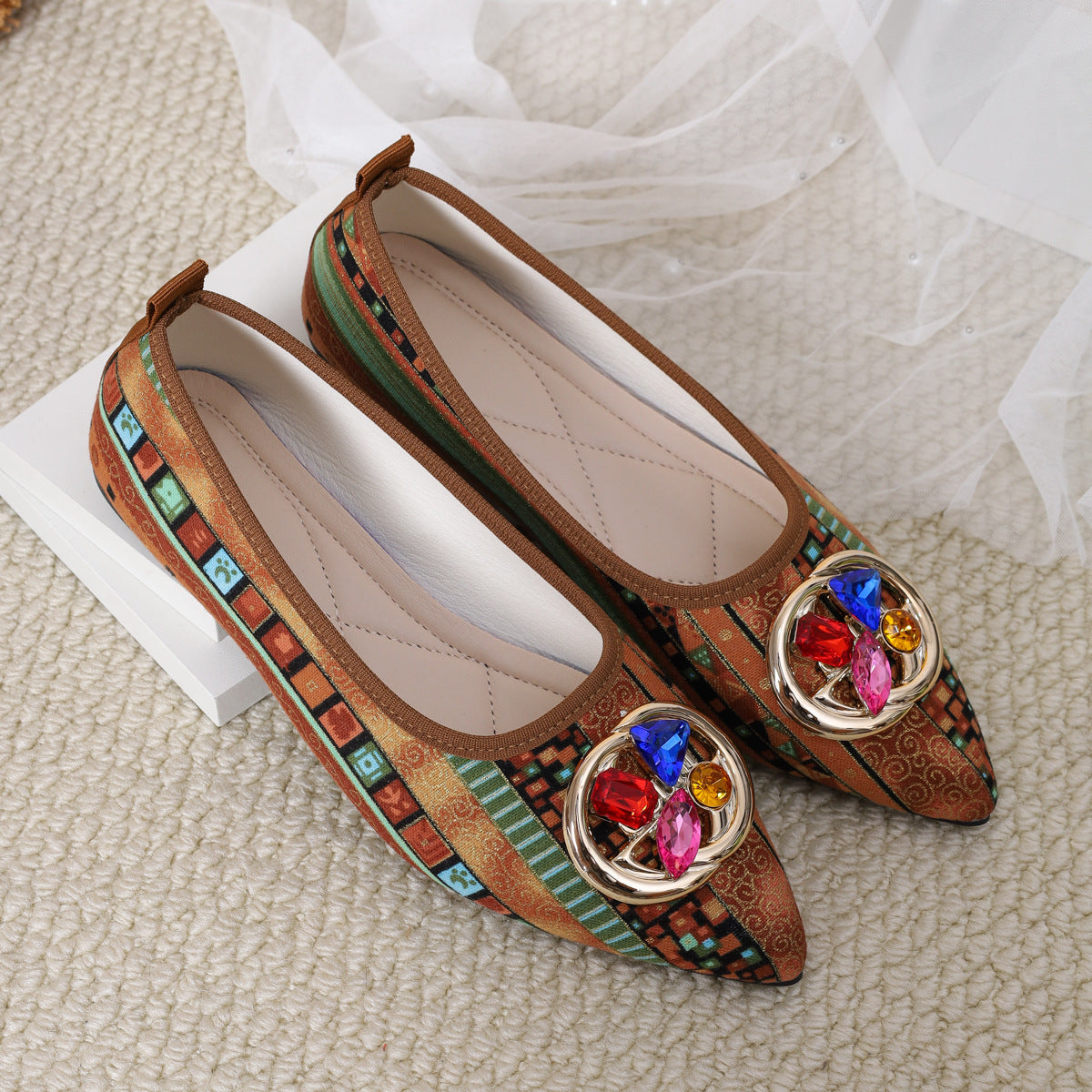 Women's Crystal Embellished Ballet Flats