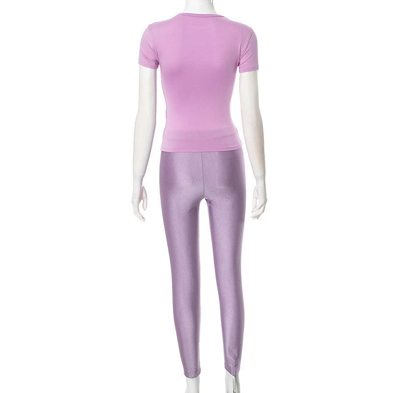 Women's Form-Fitting T-Shirt and Leggings Set