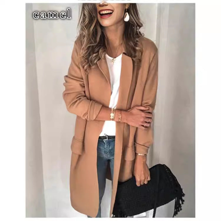 Women's Fashionable and Elegant Fleece Coat with Practical Pockets