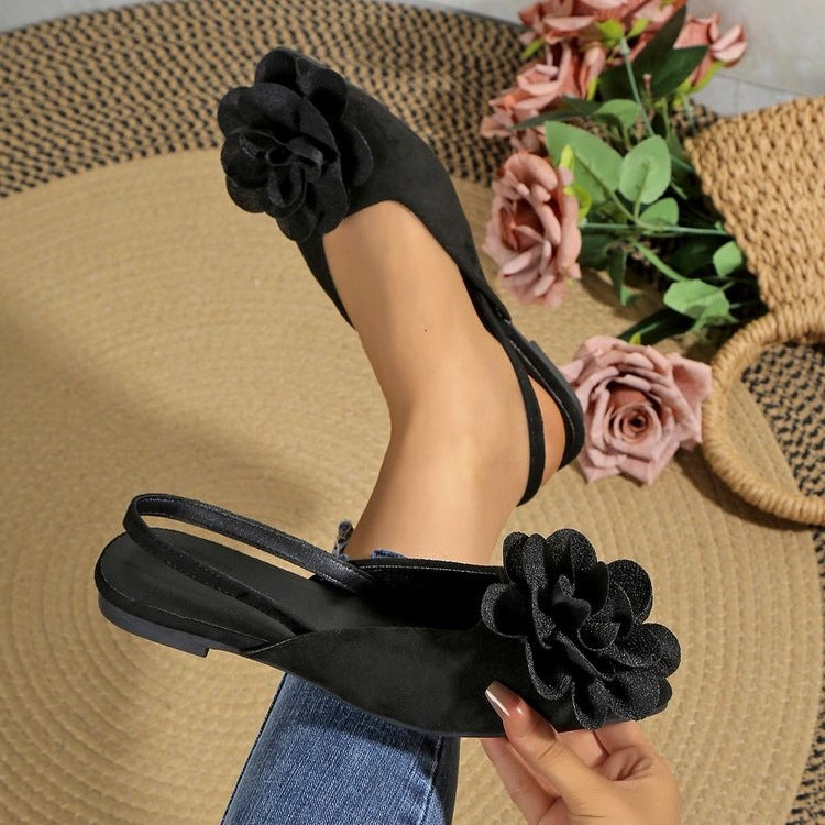 Women's Ballet Flats with Floral Appliqués