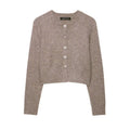 Women's Cropped Knit Cardigan with Button Closure