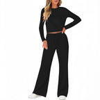 Women's Comfortable Lounge Set with Wide Cut and Long Sleeves