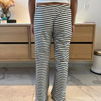 Women's Striped Casual Pants with Elastic Waistband and Drawstring