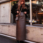 Women's Maxi Skirt in High-Quality Faux Leather with Refined Quilted Pattern