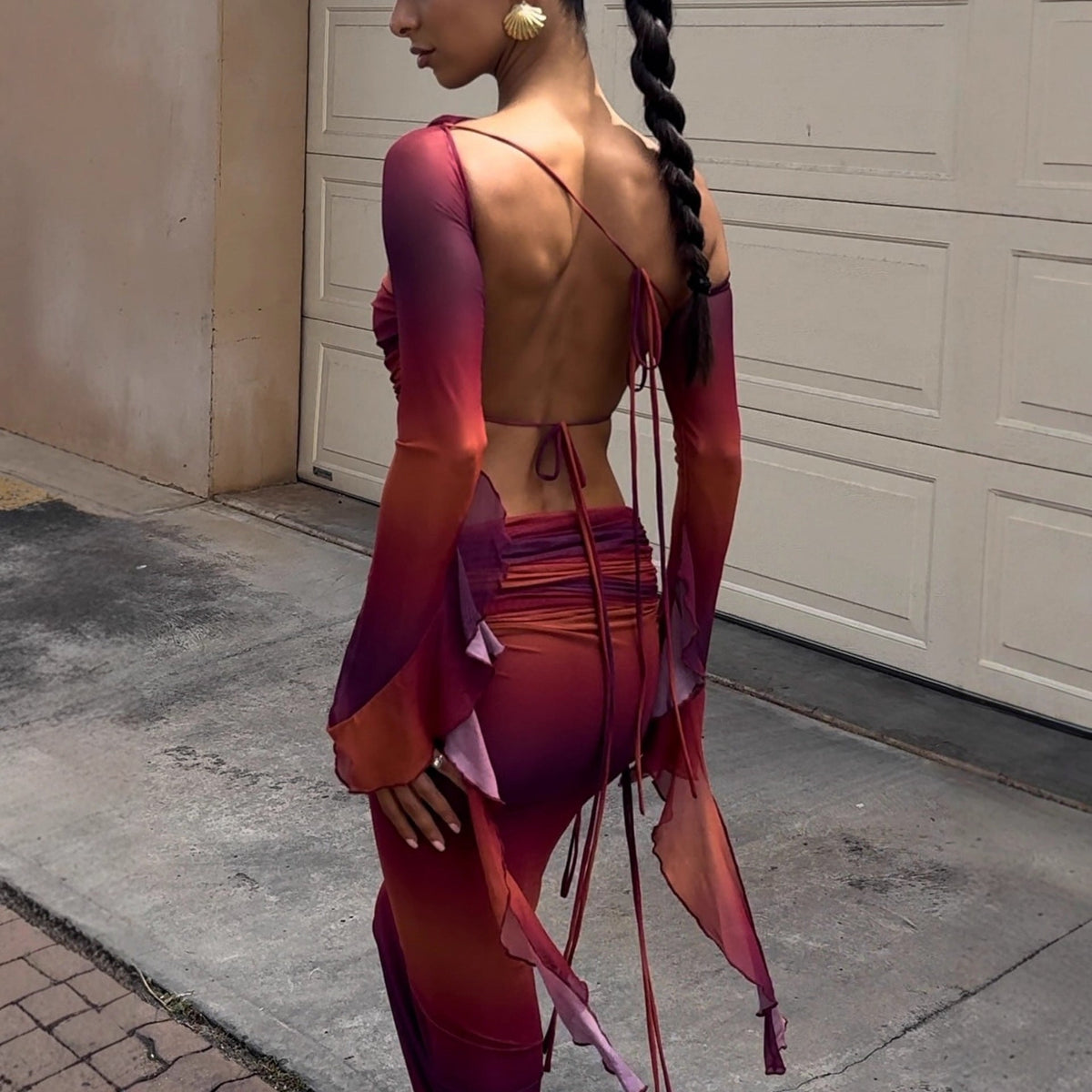 Women's Asymmetrical Maxi Dress with Cut-Outs