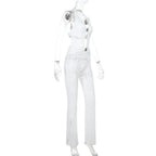 Women's Jumpsuit with Lace Detail and Deep V-Neck