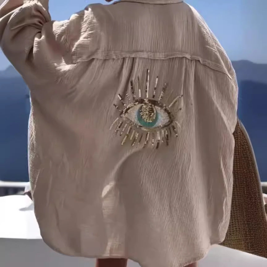 Women's Blouse with Unique Eye Embroidery