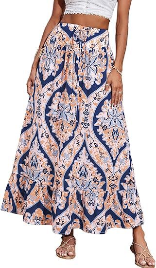 Women's Jumpsuit with Floral Print and Elastic Waist