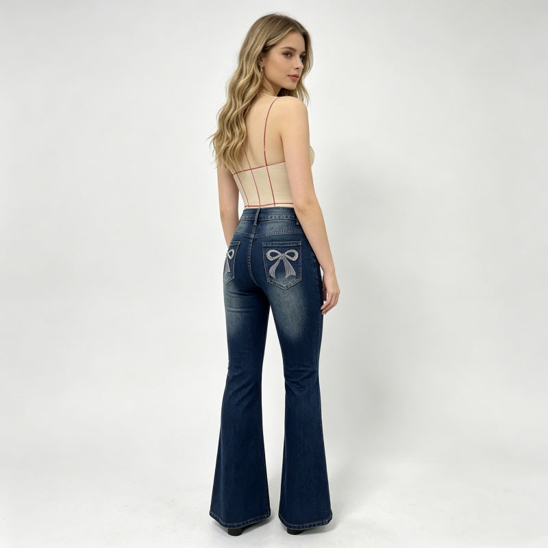 Women's Bootcut Jeans with Decorative Embroidery