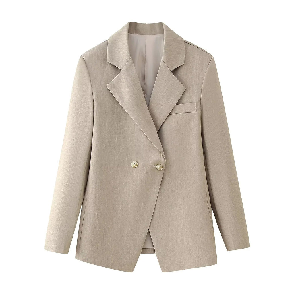 Women's Elegant Textured Double-Breasted Blazer