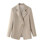 Women's Elegant Textured Double-Breasted Blazer