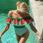 Women's Swimsuit with Ruffle Design and Matching Maxi Skirt