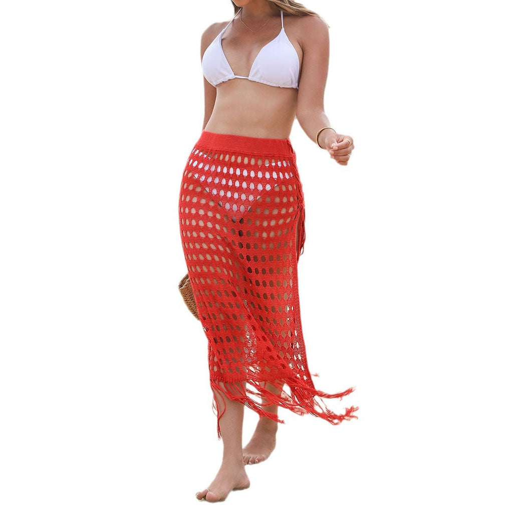 Women's Airy Crochet Skirt with Refined Fringe