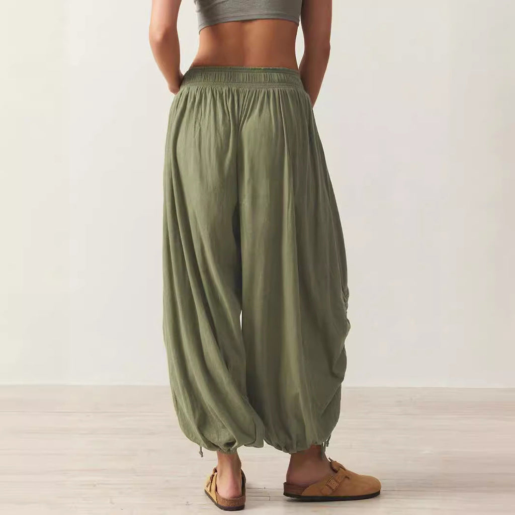 Comfortable Harem Pants with Ruffle Details