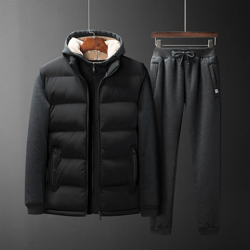 Men's Padded Hooded Vest and Jogging Pants Set