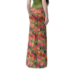 Women's Maxi Skirt with Floral Chiffon Design and Side Slit