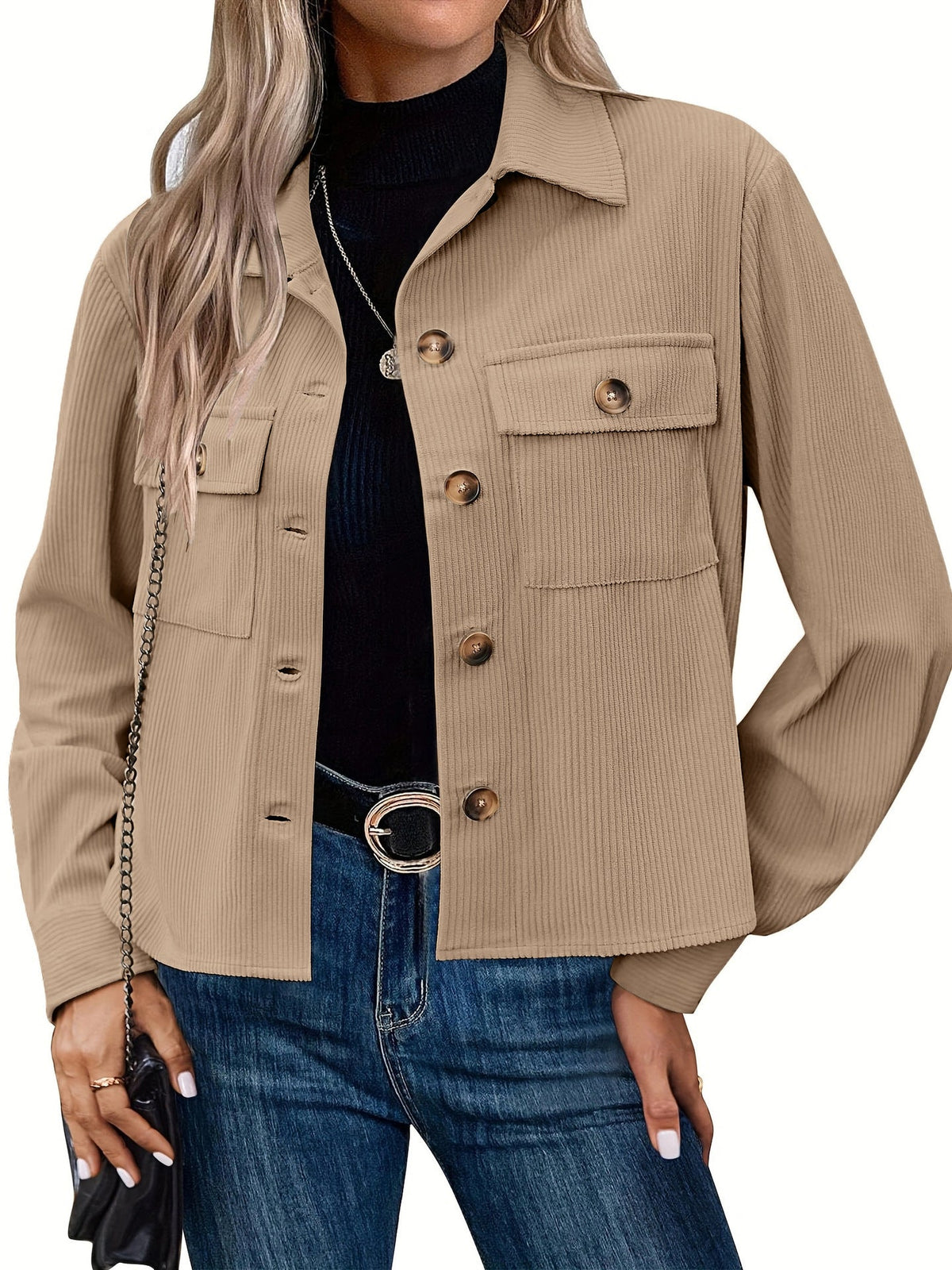 Women's Corduroy Jacket with Practical Chest Pockets
