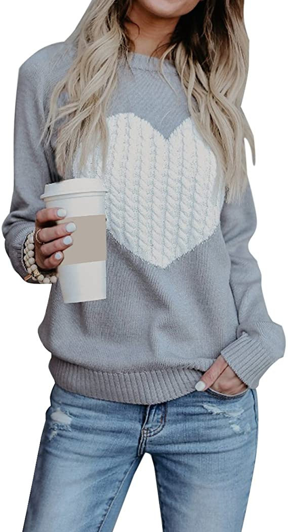 Women's Elegant Knit Sweater with Heart Design