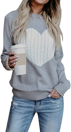 Women's Elegant Knit Sweater with Heart Design