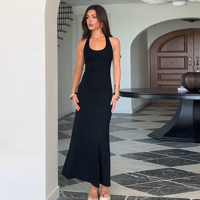 Women's Floor-Length Summer Dress with Boat Neck