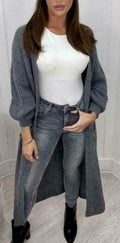Women's Chunky Knit Cardigan with Open Sleeves