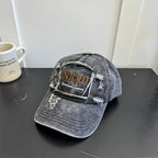 Men's Distressed Denim Graphic Cap