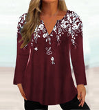 Elegant Women's Floral Blouse with V-Neck