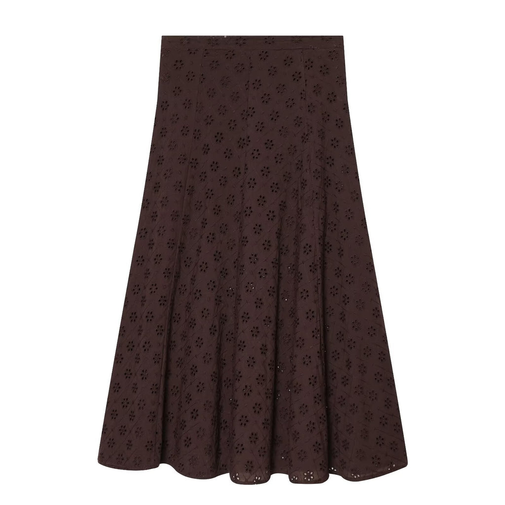 Women's Midi Skirt with Fine Eyelet Embroidery