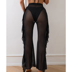 Women's Elegant Beach Pants with Ruffle Details