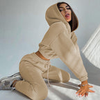 Women's Cropped Hoodie Loungewear Set