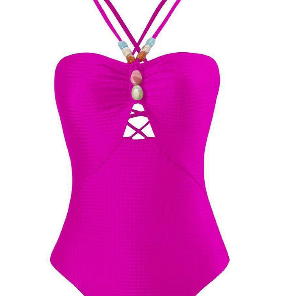 Women's Swimsuit with Elegant Wrap Skirt and Decorative Details