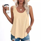 Women's Sleeveless Lace Top with Decorative Pattern