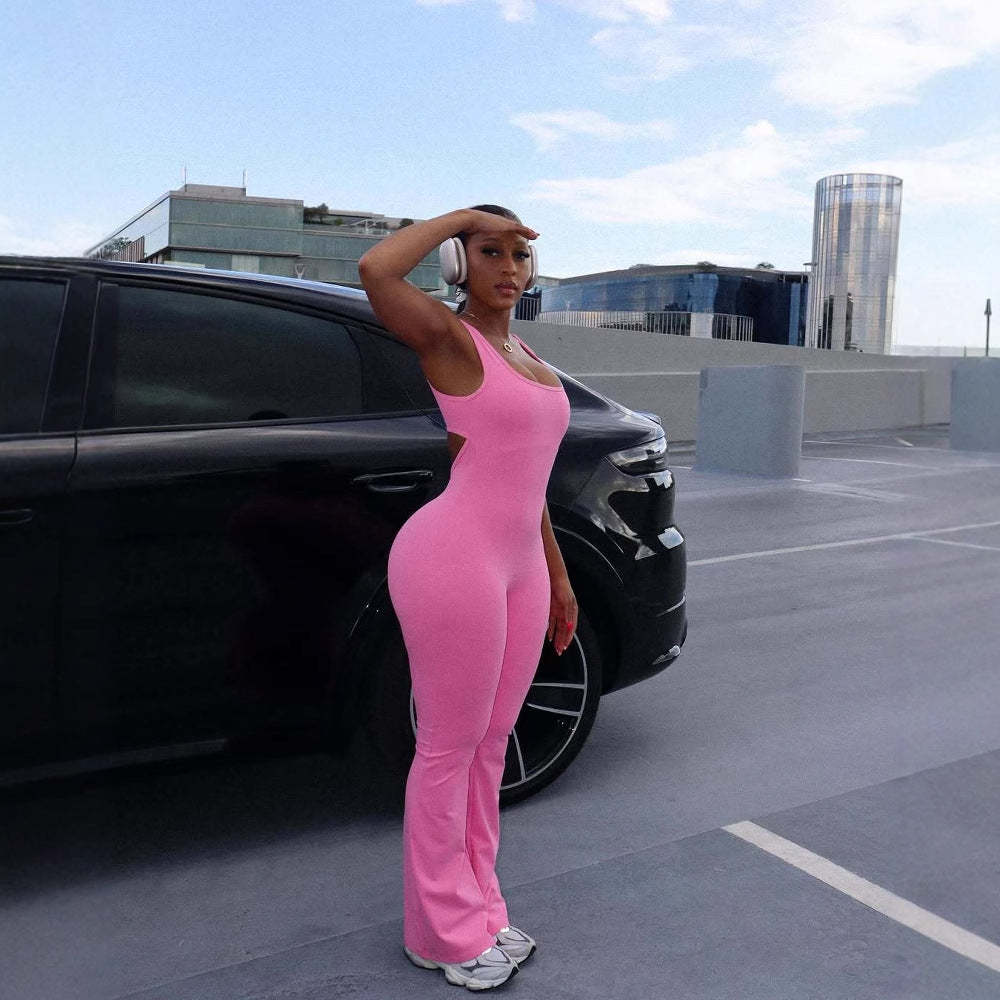 Women's Form-Fitting Sports Jumpsuit with Adjustable Straps