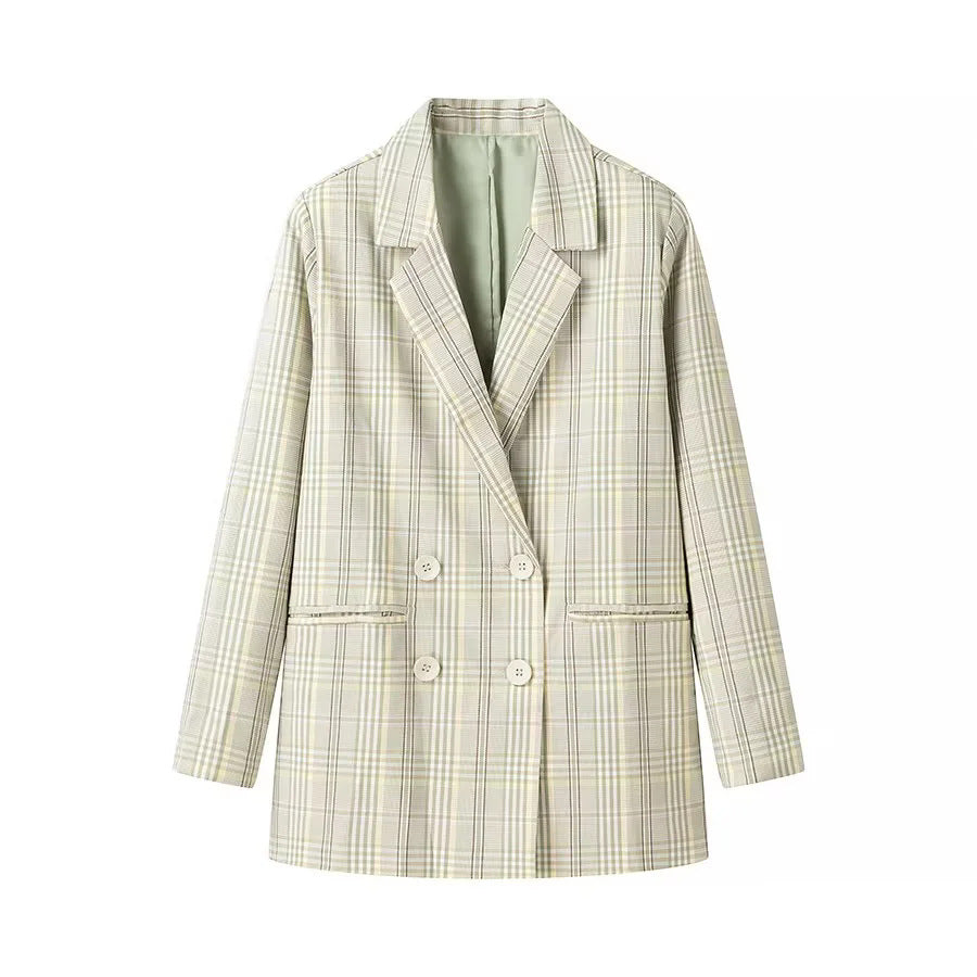 Women's Elegant Plaid Blazer Jacket