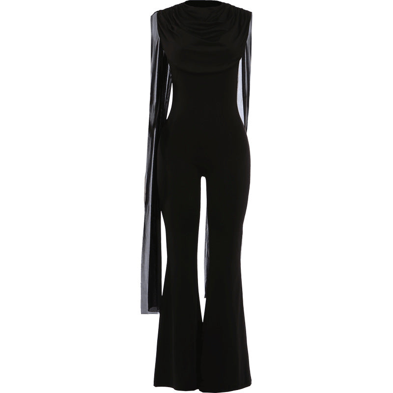 Elegant Draped Wide-Leg Jumpsuit