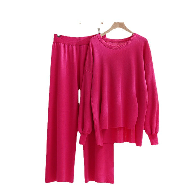 Casual Knit Top and Pants Set