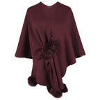 Elegant Poncho with Luxurious Faux Fur Trim