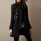 Elegant Transitional Coat with Double-Breasted Button Front